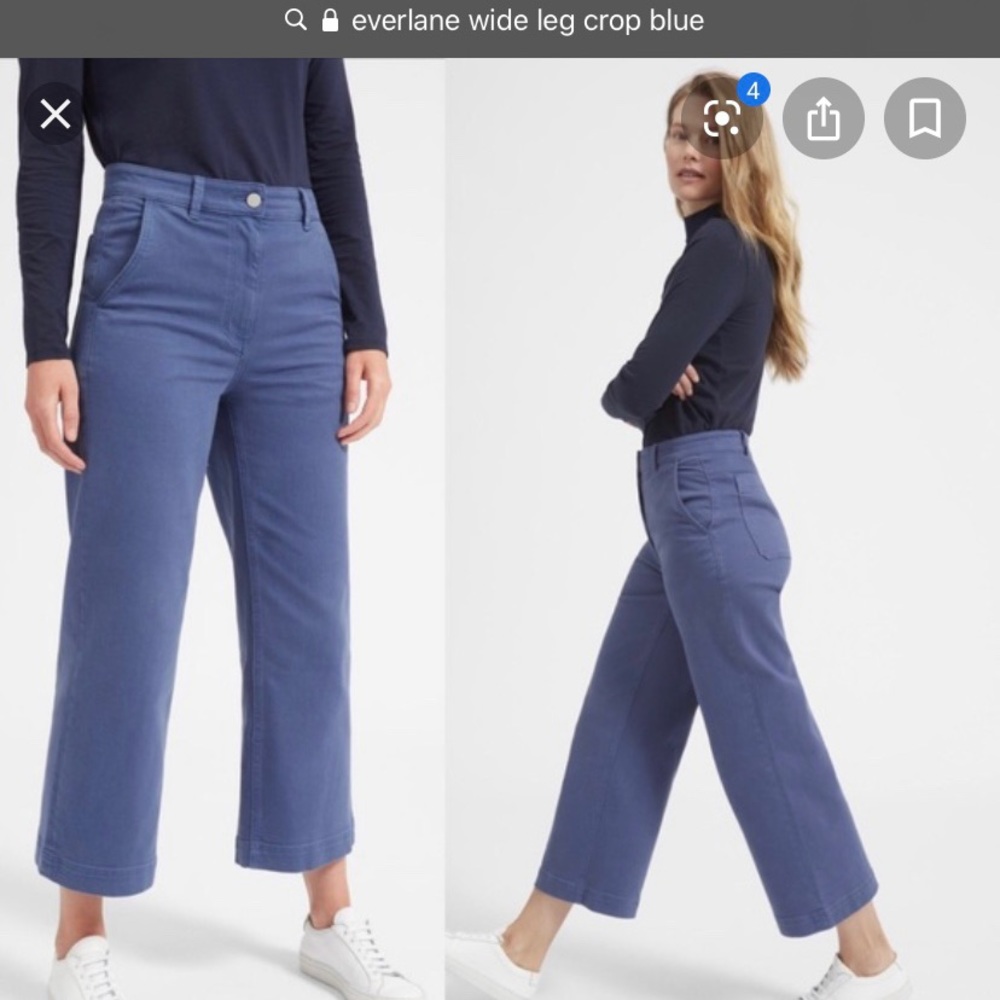 Everlane wide leg crop pants blue 00